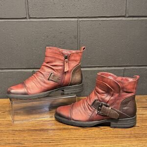 Earth Jericho Bordeaux Leather Zip Buckle Ankle Boots Women’s 9.5 B